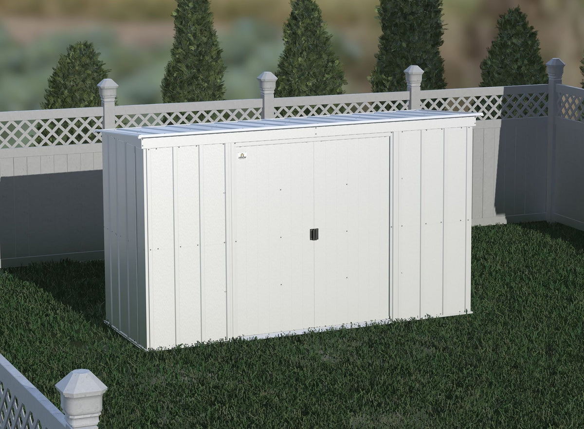 Classic Galvanized Steel Storage Shed, Flute Grey, 10-ft x 4-ft