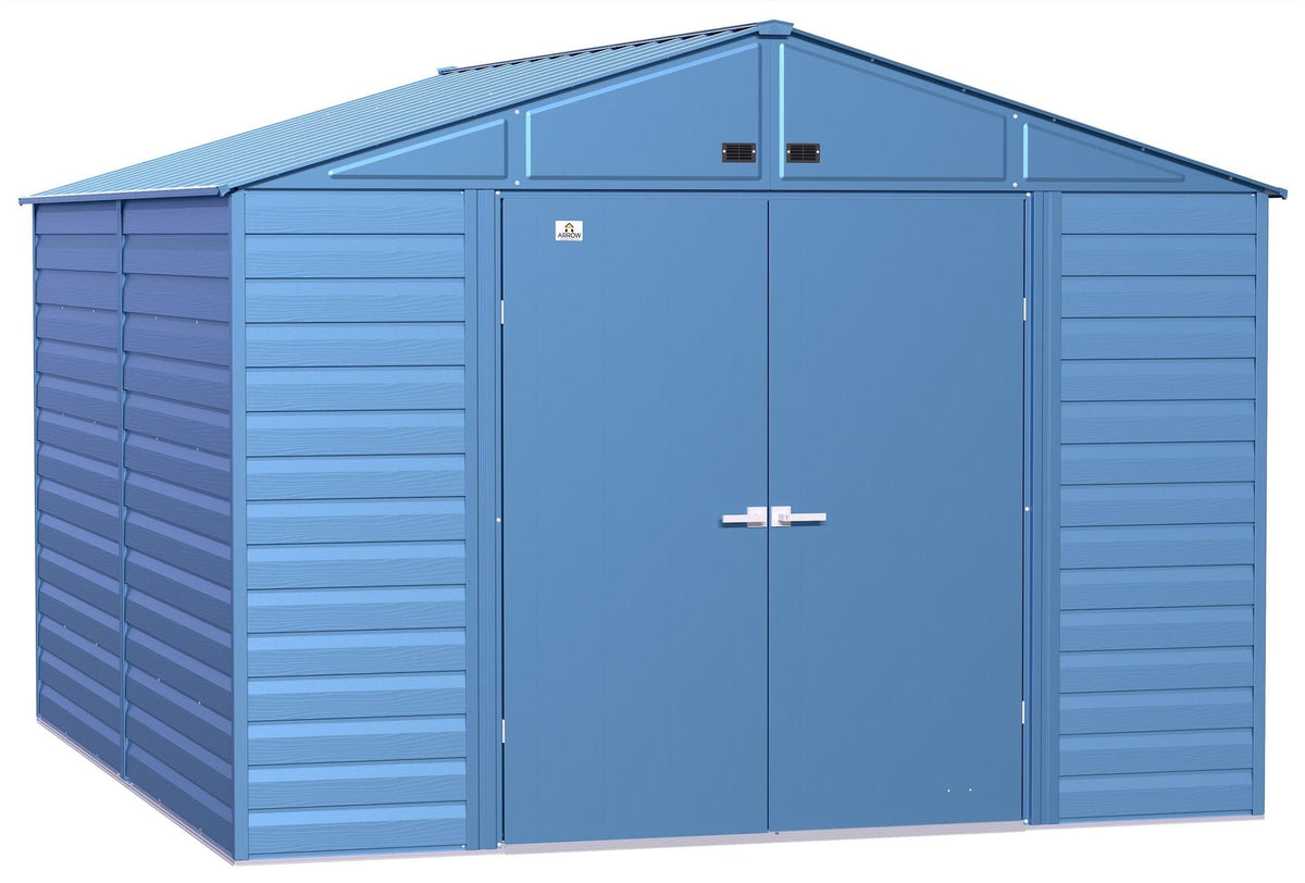 Select Galvanized Steel Storage Shed, Blue Grey, 10-ft x 12-ft