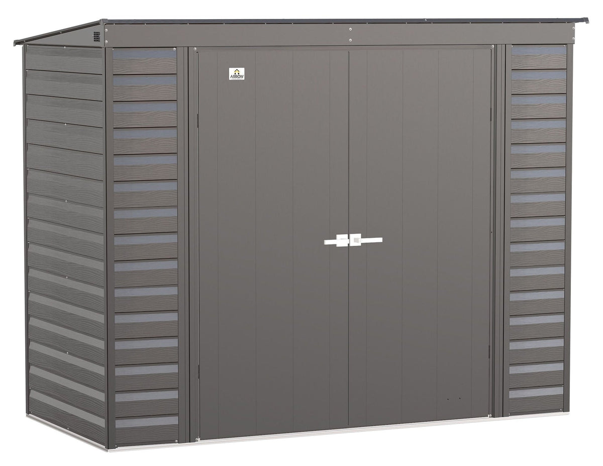 Select Galvanized Steel Storage Shed, Charcoal, 8-ft x 4-ft