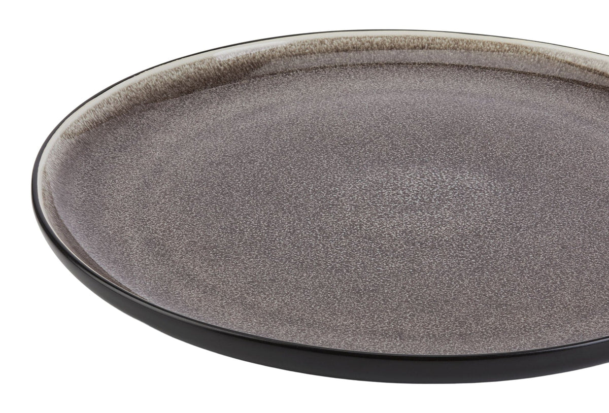 Kenway Stoneware Dinnerware Set, Serves 4, 16-pc, Matte Black & Taupe Reactive Glaze