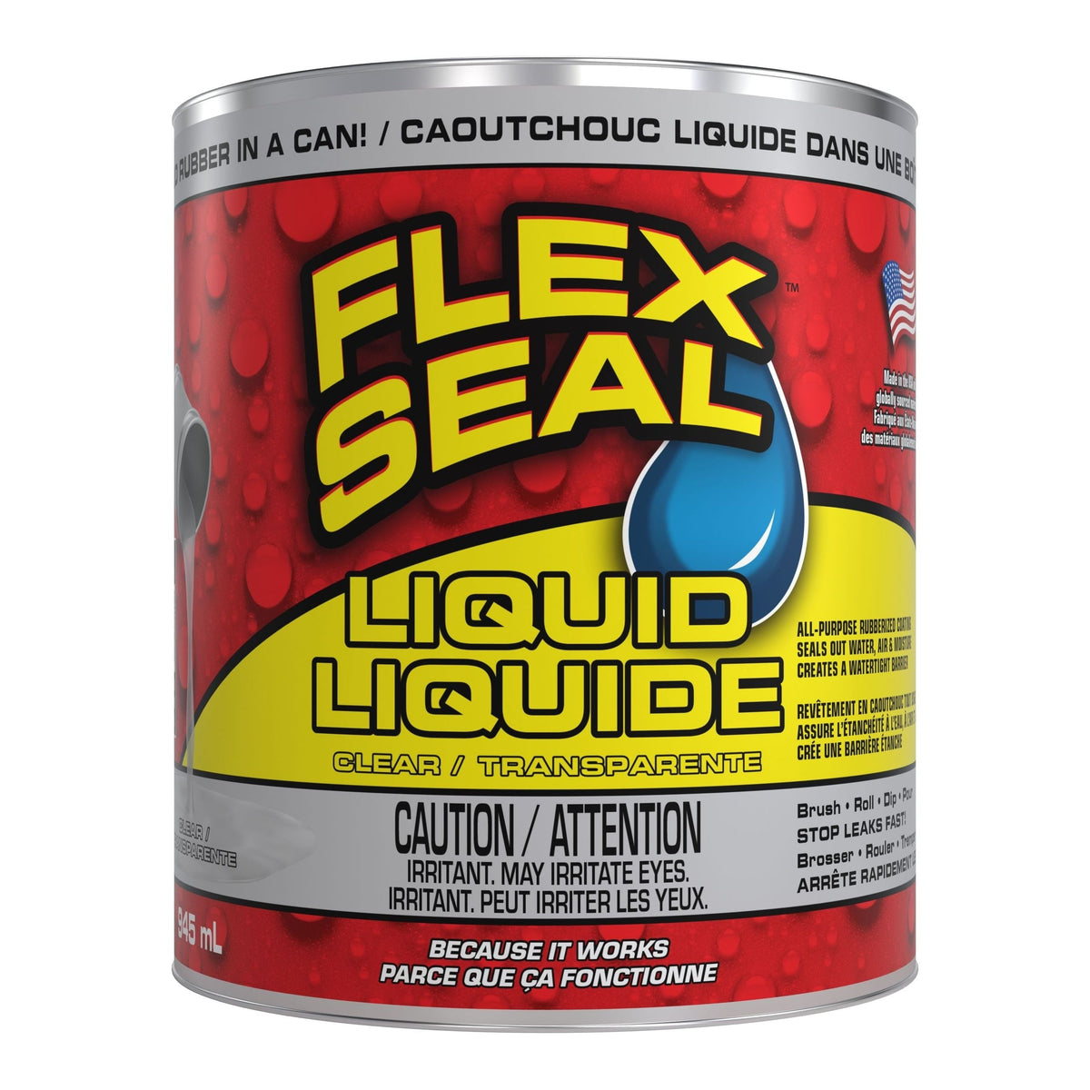 Liquid Rubber Sealant Coating, Paint-On Weatherproof Leak Protector, Clear, 946-mL