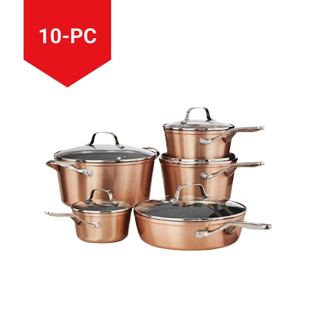 The Rock Non-Stick Cookware Set, Dishwasher & Oven Safe, Aluminum, 10-pc