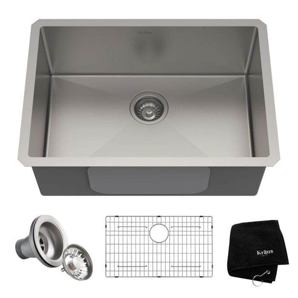 Standard PRO Undermount Stainless Steel Single Bowl Kitchen Sink, 26x18x10-in
