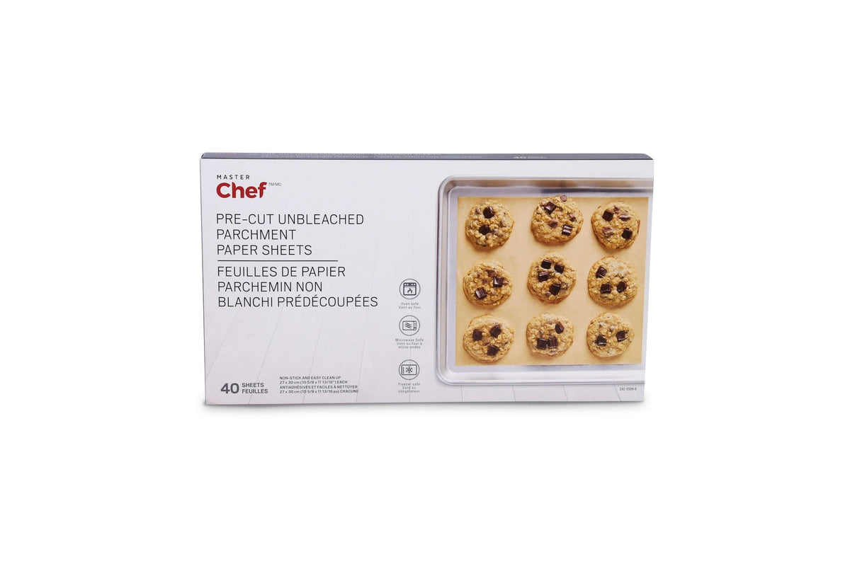 Non-Bleached Pre-Cut Parchment Paper, 27-cm x 30-cm, 40-pk