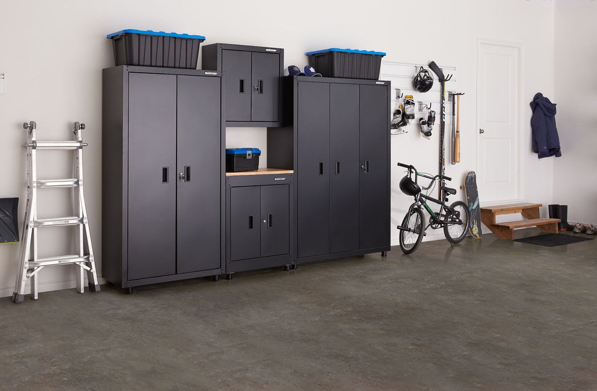 Heavy Duty Stackable Storage Box with Lid, 102-L, Black/Blue