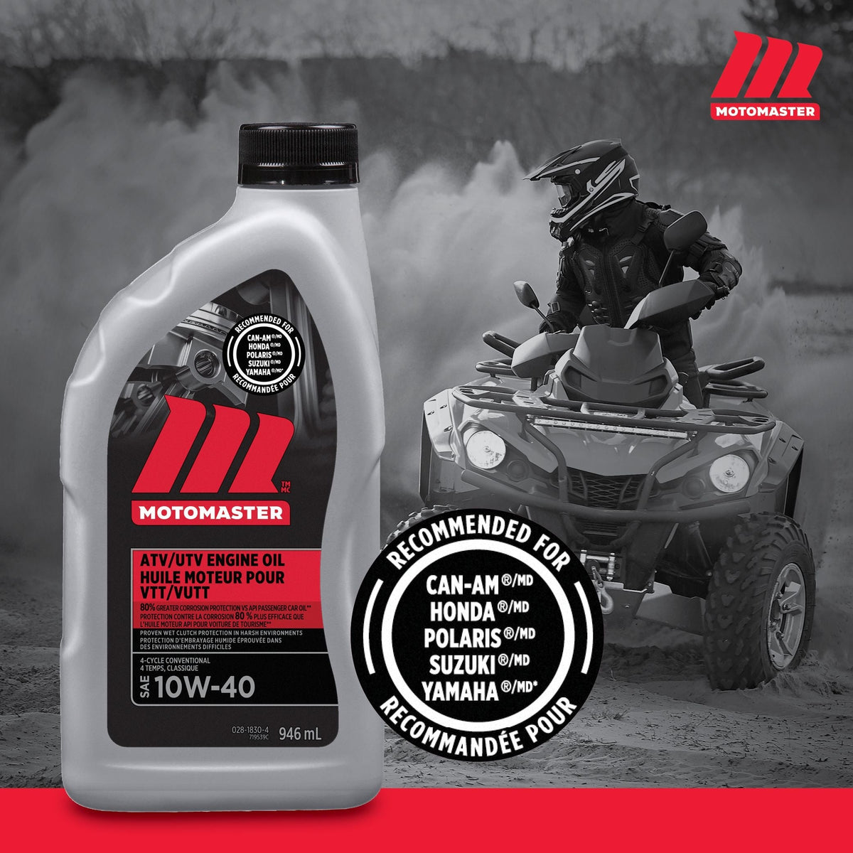 4-Stroke Premium ATV/UTV Engine Oil 10W40, 946-mL