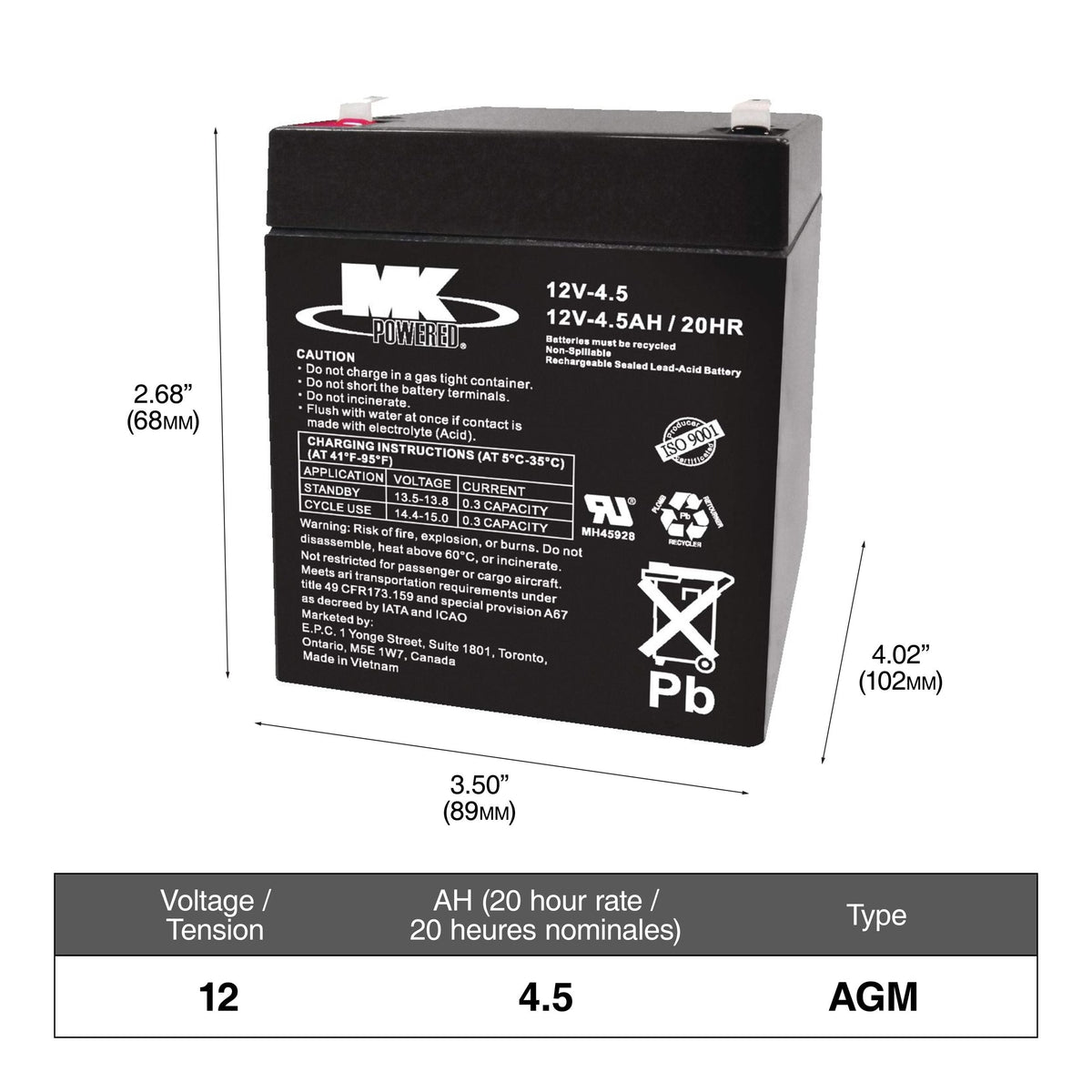 Group Size U1R Small Engine Battery, 230 CCA