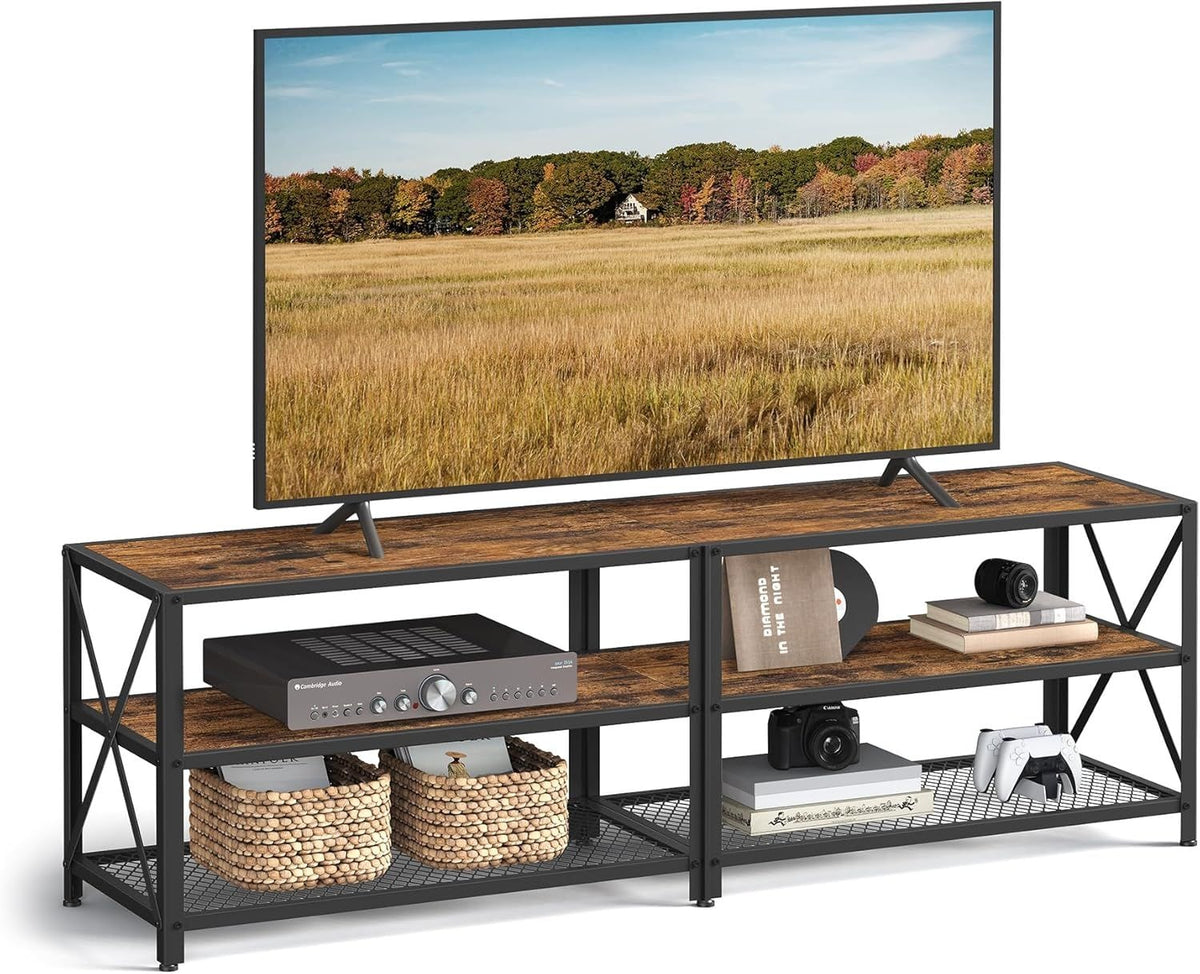 Home 70-in 3-Tier Industrial Greige/Black TV Stand