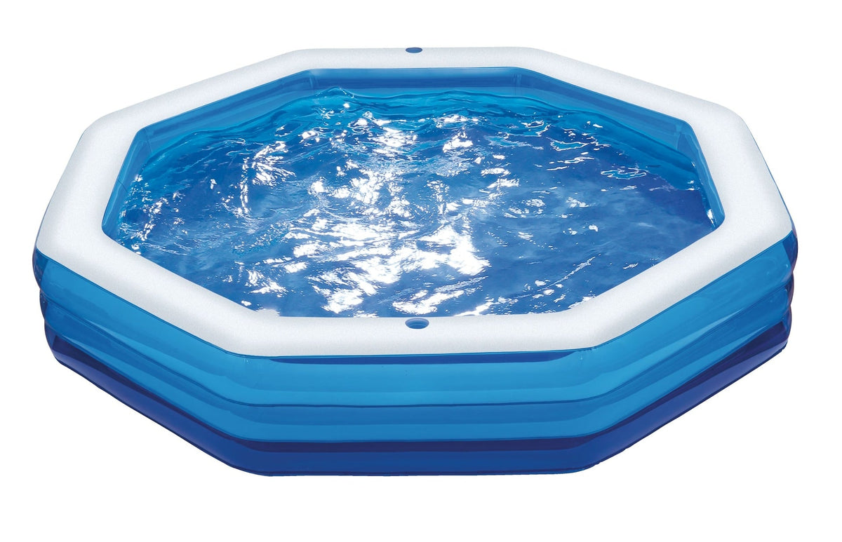 Octagon Oasis Inflatable Wading Pool, 110 x 83 x 18-in, Ages 3+