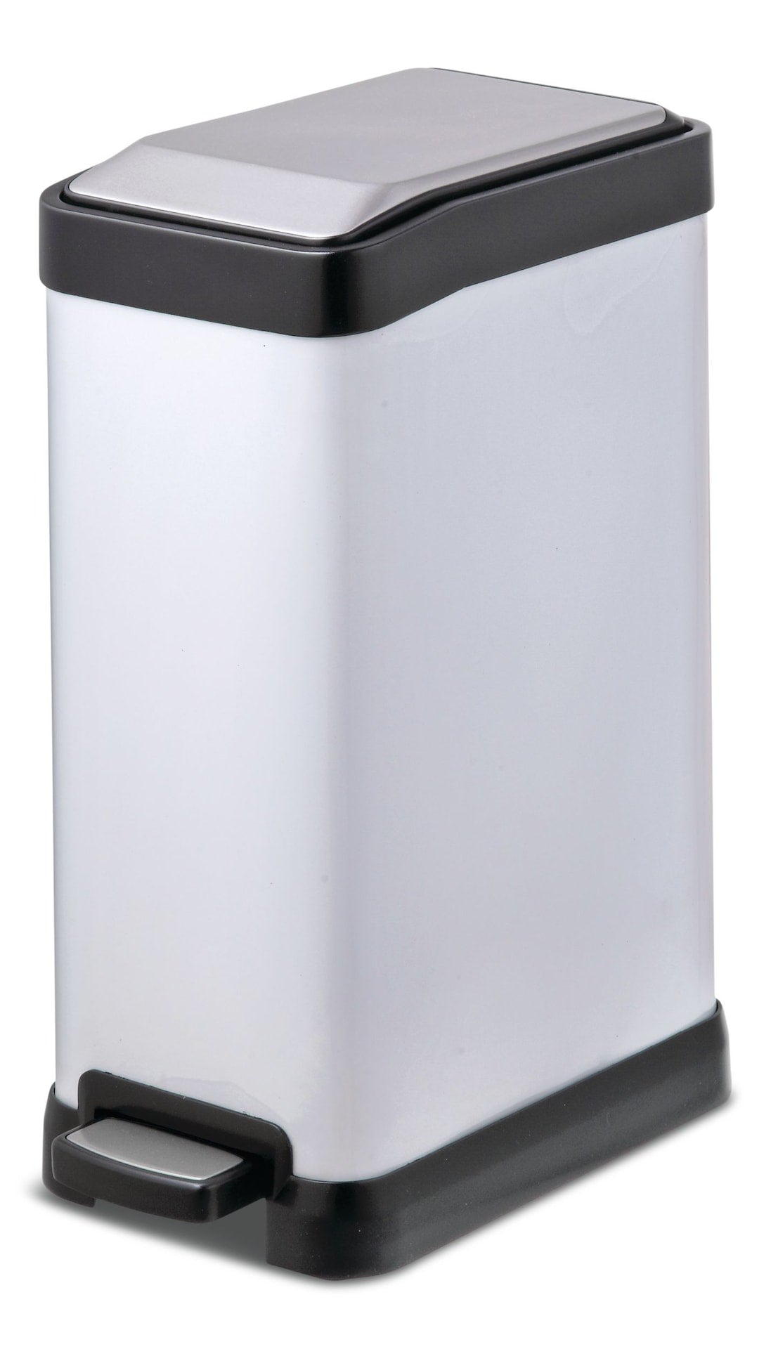 White Stainless Steel Rectangular Step Garbage Can, 8-L