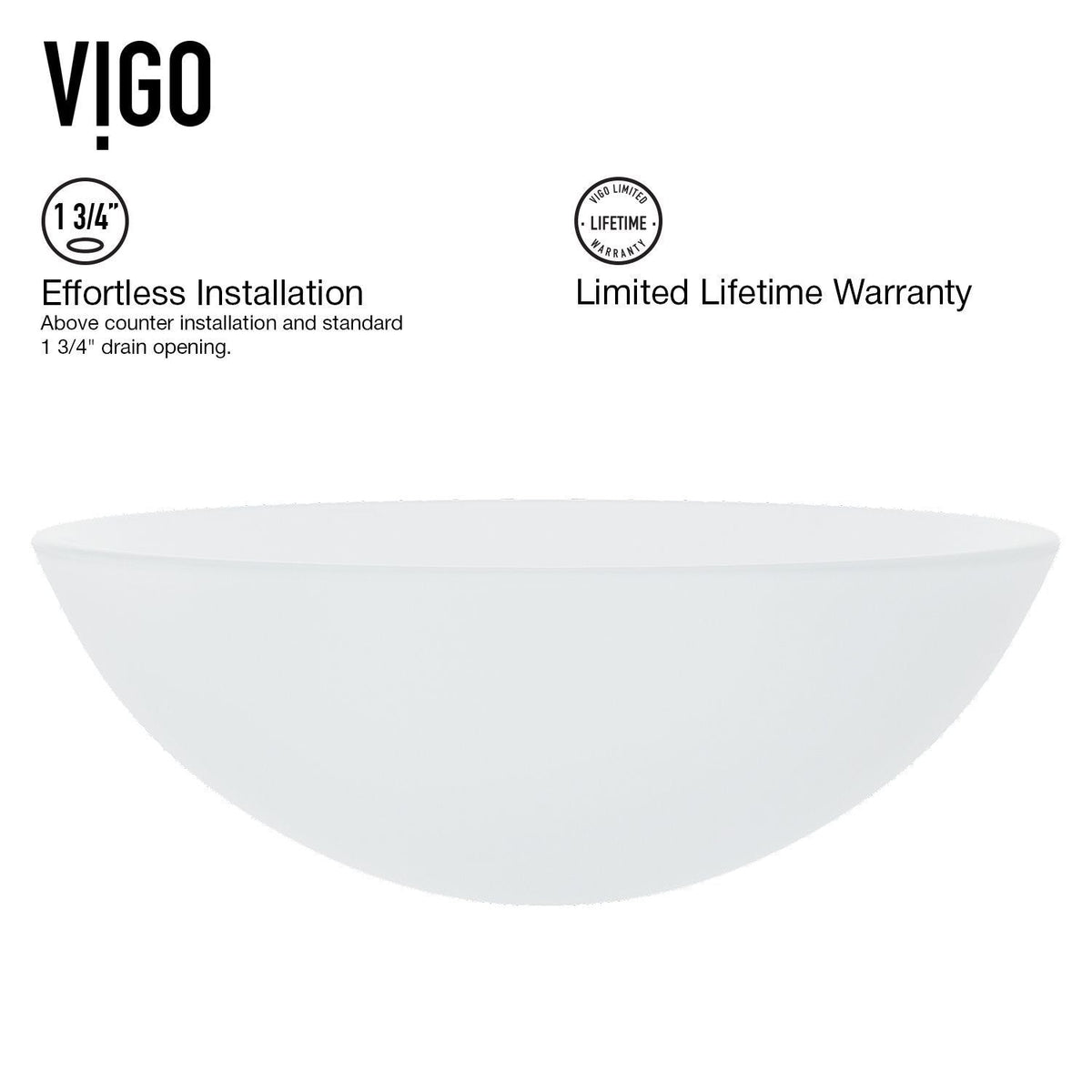 Glass Round Vessel Bathroom Sink/Basin with Rounded Edges & Deep Bowl, White