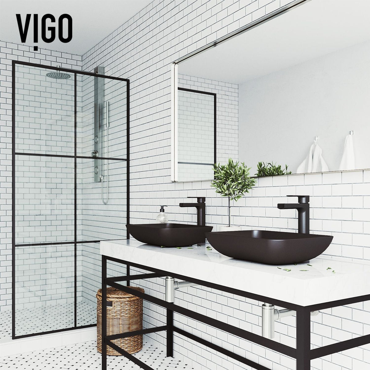 Sottile Rectangular Vessel Bathroom Sink/Basin with Deep Bowl, Black