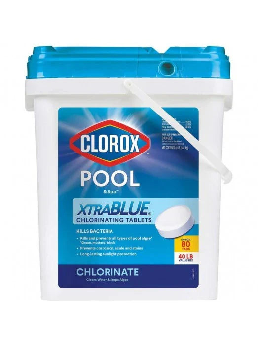 Xtra Blue 40 Pound 80 Tab Pool and Spa 3 Inch Long Lasting Chlorinating Tablets M5902