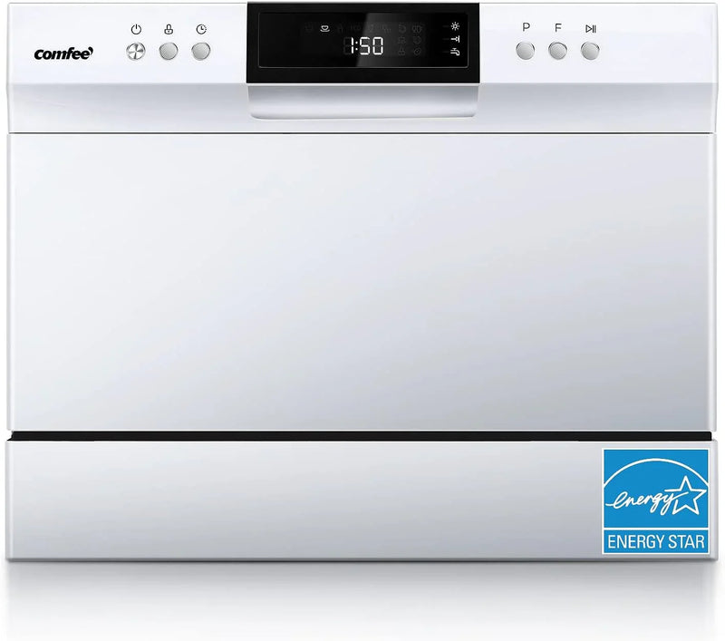 Countertop Dishwasher, Energy Star Portable Dishwasher, 6 Place Settings & 8 Washing Programs, Speed, Baby-Care, ECO& Glass, Dish Washer for Dorm, RV& Apartment, Black J9017