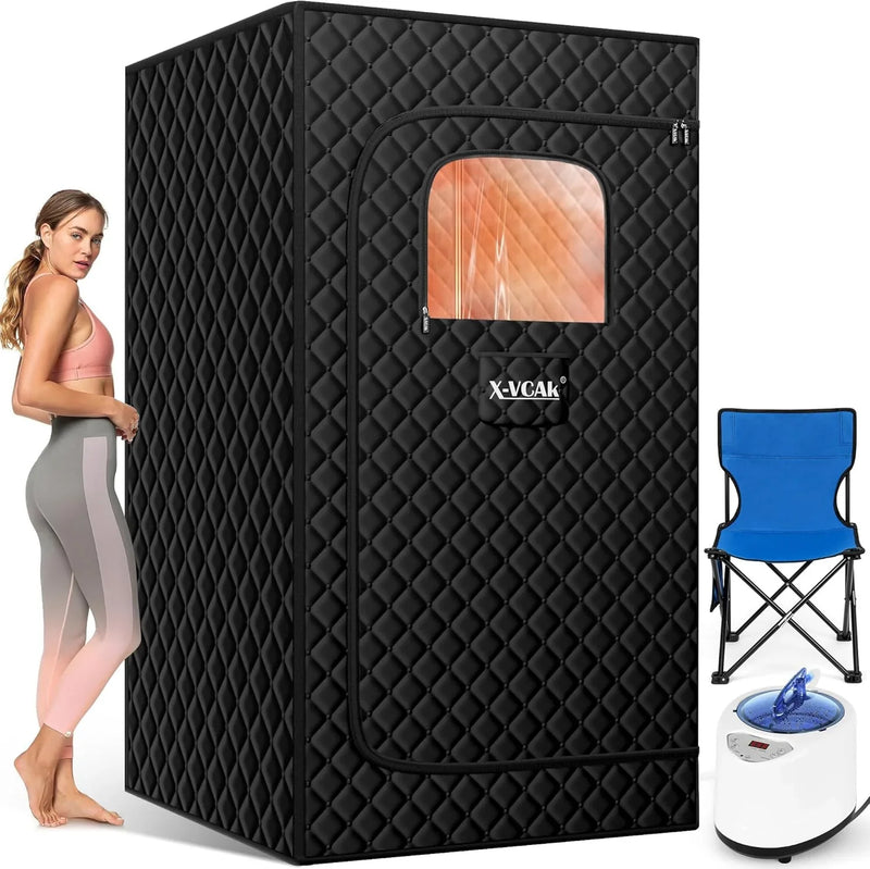 Upgraded Sauna Box for Relaxation, Detoxification, Portable Steam Sauna for Home with Steamer, 9 Levels, 2.6’ x 2.6’ x 5.9’ D6867