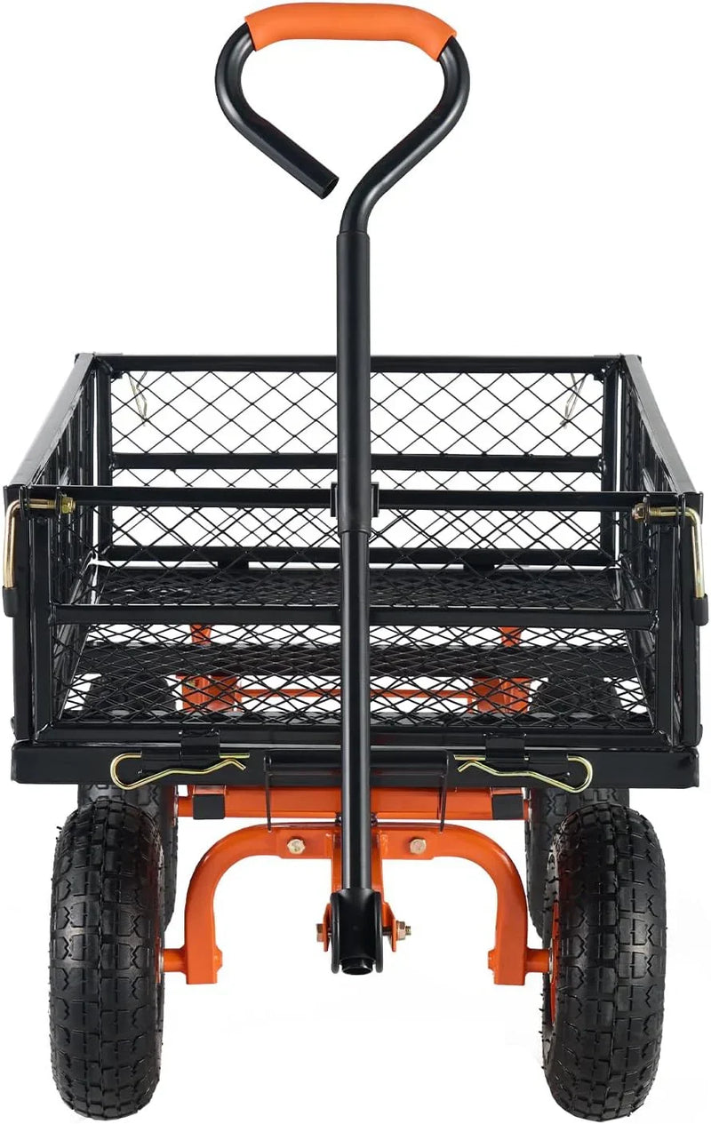 Garden Dump Cart, Heavy Duty Garden Wagon Yard Dump Wagon with Removable Sides, Convert to Flatbed, Utility Liner, 10in All Terrain Wheels N1845