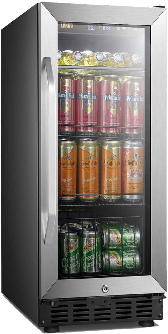 Lanbo 76 Cans Under Counter Compressor Beverage Cooler Refrigerator, 15 inch Width B8107