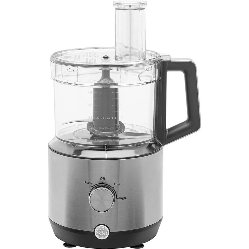 GE 550-Watt 12-Cup Food Processor with Accessories and Stainless Steel Blades, Stainless Steel D2623