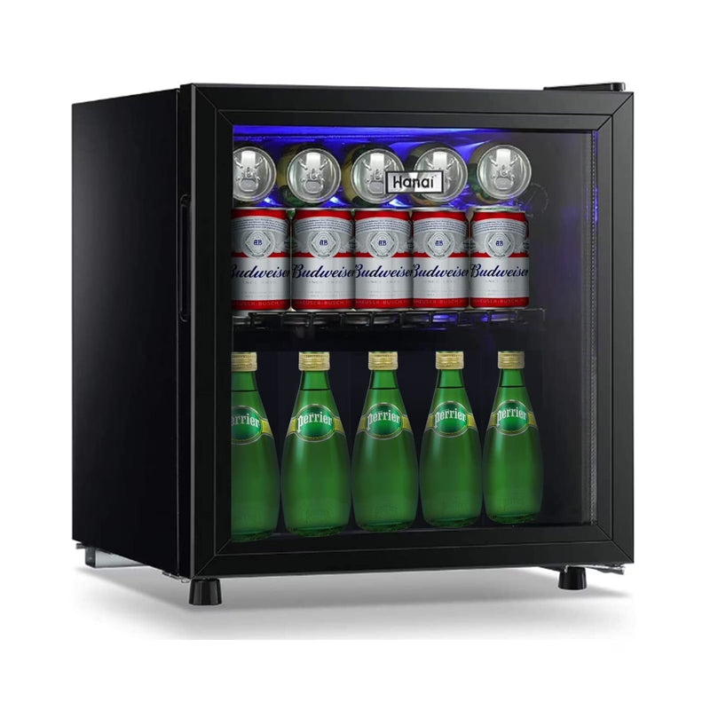 62-Can Beverage Cooler and Refrigerator, Small Mini Fridge for Home, Office or Bar with Glass Door and Adjustable Removable Shelves Perfect for... B7851