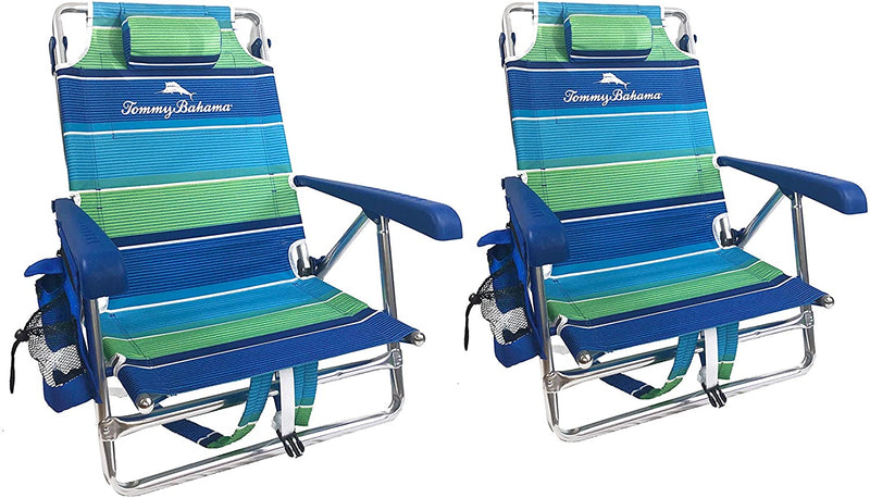 2 Backpack Beach Chairs with Storage Pouch and Towel Bar W3623