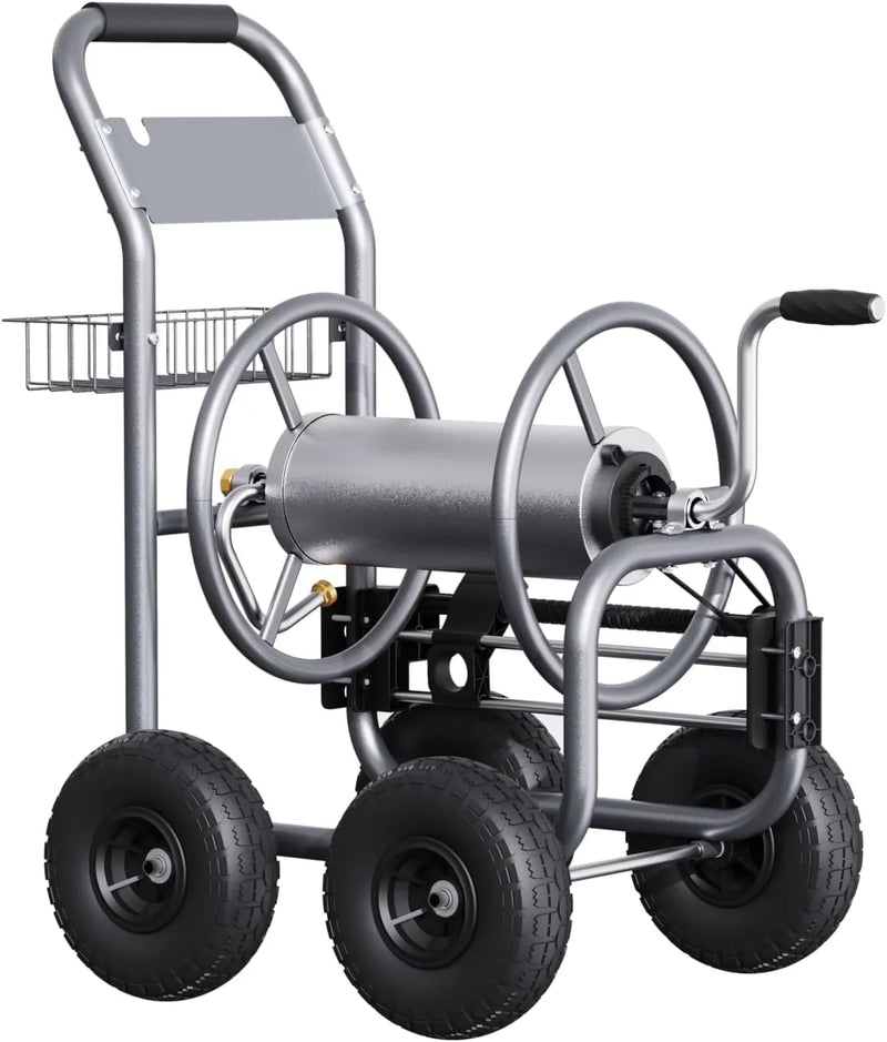 Tool pipe trailer, heavy-duty wheeled hose vehicle, suitable for outdoor industrial hose reels, length 250 feet, inner diameter 5/8 inches, hose guide device pre-installed. G1804