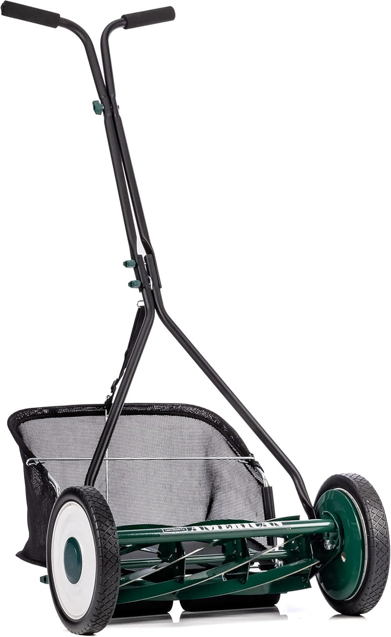Mower Company 1725-16GC 16-inch 7-blade reel mower with grass debris collection device, designed specifically for lawns, green model S7513