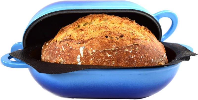Super Simple Craft Bread Set. Cast iron Dutch oven [compact 2-bowl capacity] and perforated non-stick silicone liner. V0922