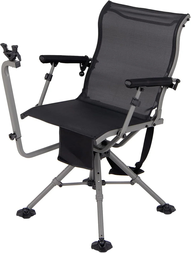 360° rotatable hunting seat, equipped with 4 extendable aluminum legs, adjustable gunstock, portable hunting shelter chair, equipped with carrying straps for outdoor activities. L3848