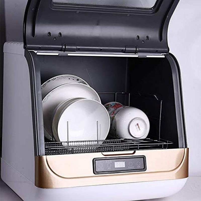 Countertop Dishwasher Kitchen Mini Portable Dish Bowl Washer Tabletop Automatic Dishwasher Deep Cleaning for Home, Apartment, RV (White Black) G3014