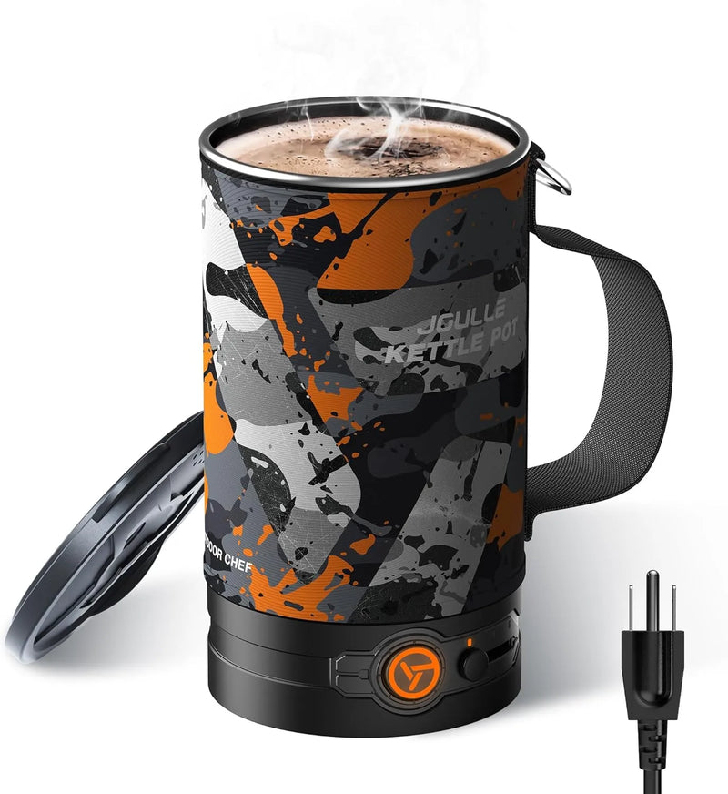 Electric Kettle, Multi-Functional Portable Travel Water Boiler Cooker, 30 oz Electric Kettle for Coffee, Cooking, Popcorn Maker, Camping RV Essentials S6905