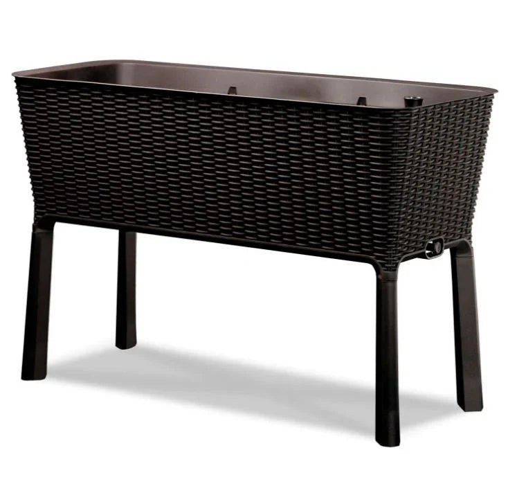 Dark Brown Wicker Raised Garden Bed Planter w/ Water Indicator H2196