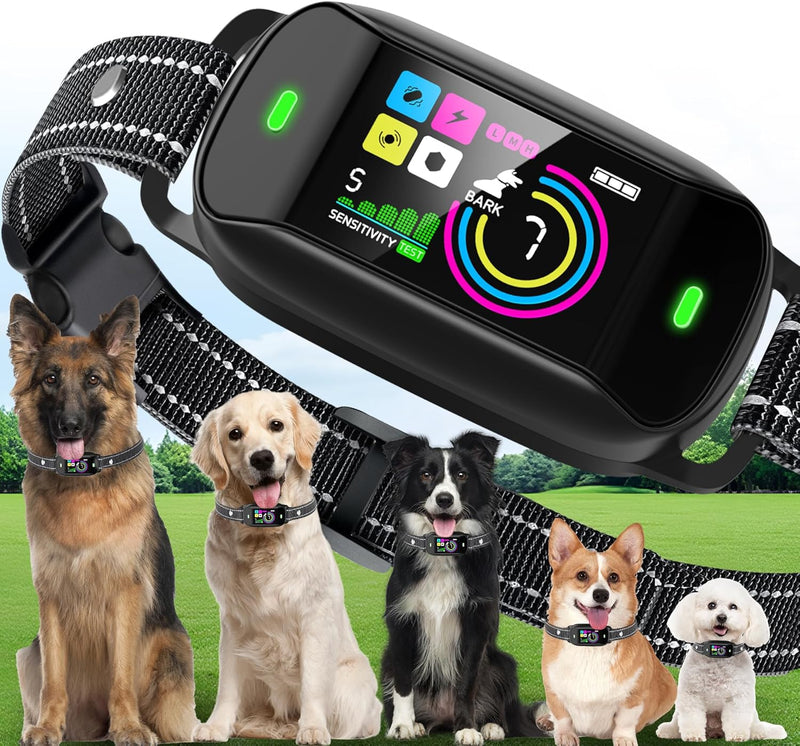 Smart Dog Bark Collar, Anti Barking Training Collar with 4 Training Modes, 5 Adjustable Sensitivity Levels, Waterproof and Magnetic Charging, Smart Bark Collar for Large Medium Small Dogs (Black) H9142