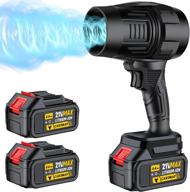 Electric Cordless Leaf Blower, Handheld Electric Leaf Blower, Mini Jet Dry Blower Fan with 2 Packs 2.6Ah Batteries and Charger, Violent Turbo Jet Blower for Lawn, Patio, Outdoors, Car, Home X1159