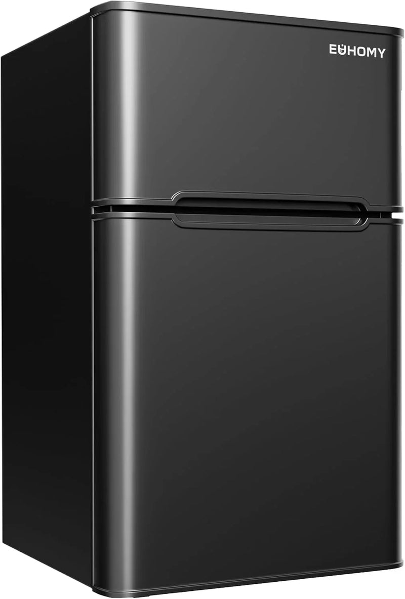 3.2 Cu.Ft Mini Fridge with Freezer – 2-Door Compact Refrigerator for Bedroom, Dorm, Office or Apartment, Silver D5371