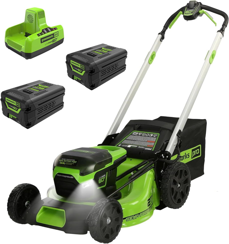 60V 21-inch self-propelled cordless lawn mower, brushless motor, LED lights, including 2 sets of 4.0 Ah batteries and a fast dual-port charger (compatible with 75 tools, running time 45 minutes) G8587