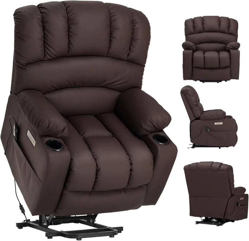 Electrically adjustable reclining chair - Electrically massaging adjustable reclining chair. The chair seat has a heating function. Large shell with velvet backrest. Suitable for the elderly and the elderly. Electrically adjustable reclining chair. C7778