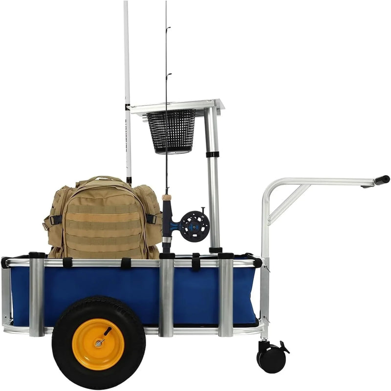 Fishing Cart, Pneumatic Tires, Beach Trailer with Large Cargo Basket, 176lbs Load Capacity, 35.4 * 15.7 * 9.8in Beach Cart Wagon，for Picnic Y8941