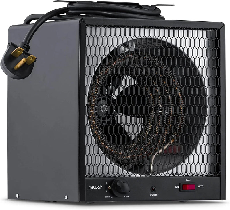 Portable Heater (240V) Portable Electric Garage Heater Heats Up to 600 sq. ft. with 6-Foot Cord Wrap and Carrying Handle | 5600 Watt Portable Electric Shop Heater for Garage and Work Shop E9128