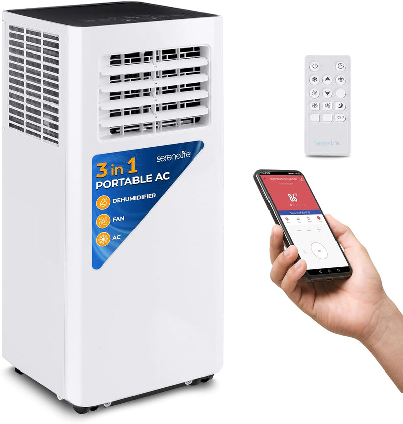 Portable Air Conditioner– 8,000 BTU 3-in-1 AC Unit with Cooling, Dehumidifier & Fan –w/ Remote Control, Window Mount Kit, Wheels, Quiet Operation for Rooms up to 300 sq ft B5456