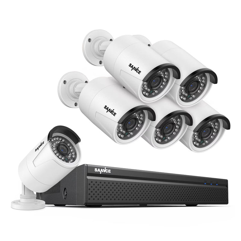 SANNCE 8CH 5MP Poe Home Security Camera System,2MP 8CH Poe NVR, 6pcs 1080P Outdoor Poe Cameras,No Hard Drive L9834