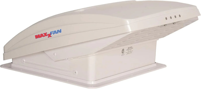 Deluxe - All-In-One RV Vent, Shield & Fan; Built-In Rain Shield, 10 Speed Reversible Fan with Thermostat, Fits Standard 14"x14" Roof Openings, 12V Long Life Motor, White (00-05100K) Z6233