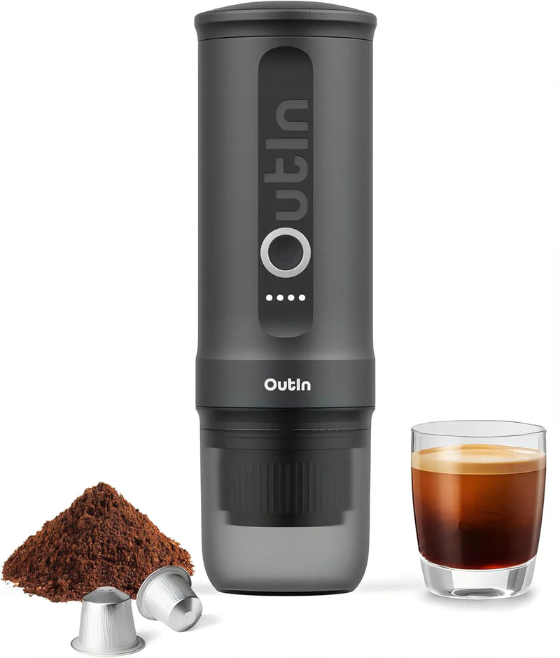 Nano Portable Electric Espresso Machine, Travel Coffee Maker for Camping, Car Coffee Maker Self-Heating with USB-C, With Ground Coffee & NS Capsule for RV, Hiking, Office F1675