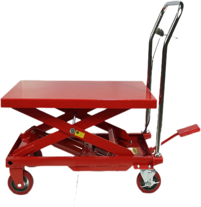 500LBS Hydraulic Lift Table Cart, 30" Lifting Height., Double Scissor Lift Table with 4 Wheels and Non-Slip Pad, Hydraulic Scissor Lift Table for Material Handling and Transportation Q0271