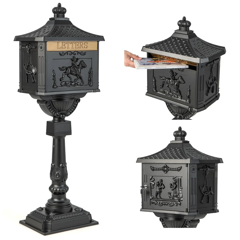 Cast Aluminum Mailbox with Post C1234