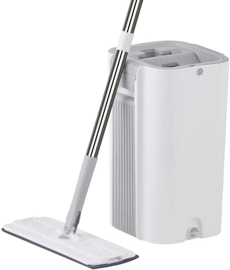 A handless flat mop set, suitable for household cleaning, with a mop bucket that can be used for both dry and wet cleaning. I8065