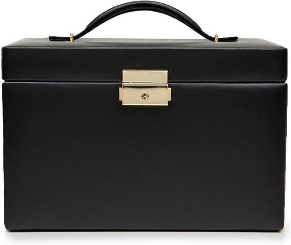 Medium-sized jewelry box, made of tin - 28 compartments, 10 spaces for storing rings, 20 slots for ear piercings 10 compartments for storing necklaces - Includes a handbag U1387