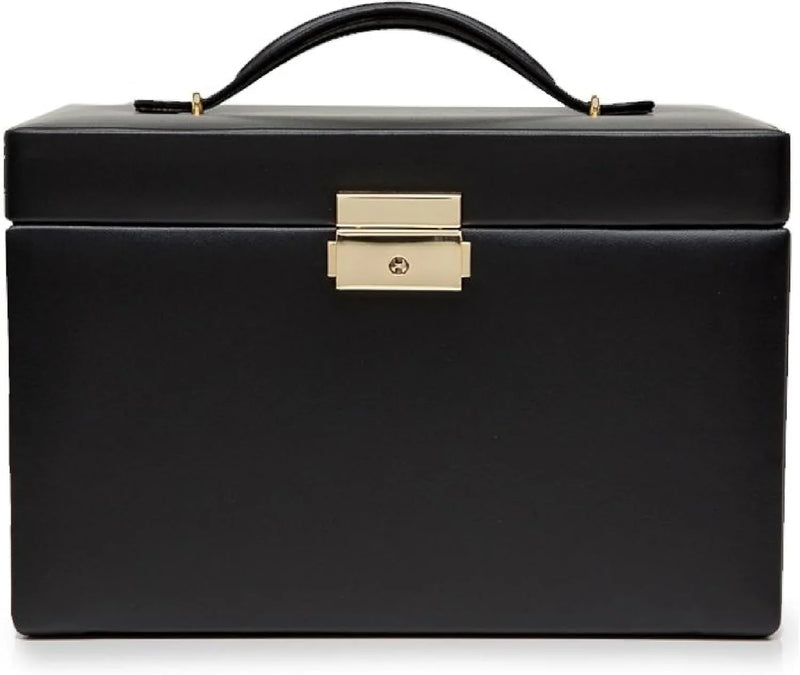 Medium-sized jewelry box, made of tin - 28 compartments, 10 spaces for storing rings, 20 slots for ear piercings 10 compartments for storing necklaces - Includes a handbag U1387