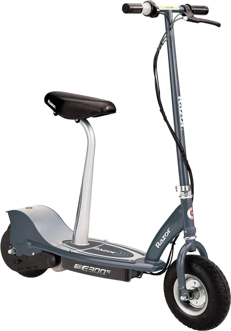 An electric scooter suitable for children over 13 years old - 9-inch inflatable tires, detachable seat, maximum speed of 15 miles per hour, maximum riding time of up to 40 minutes, suitable for users weighing no more than 220 pounds. R6507