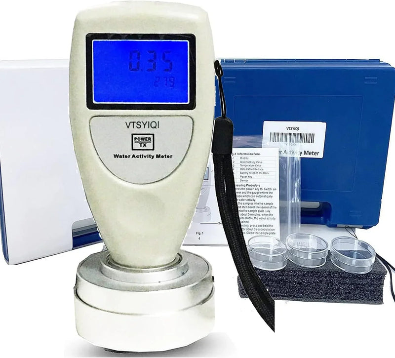 Water Activity Meter Food AW Tester Monitor Water Analyzer for Grain Fruits Vegetables Breads Biscuits Cakes Puffed Food 6 bit Backlight Digital Display W7815