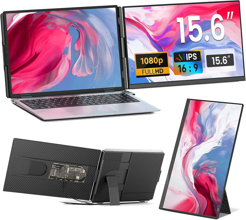 Laptop Screen Extender - 15.6" FHD 1080P Portable Monitor for Laptop, Detachable & Plug and Play Dual Laptop Monitor Extender for 13"-17.3" Laptops, Compatible with Wins/Mac/Android/Chrome V8777